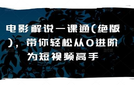 电影解说一课通(绝版)，带你轻松从0进阶为短视频高手-优优云网创