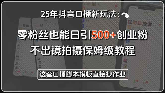 （15384期）25年抖音口播新玩法：零粉丝也能日引500+创业粉，不出镜拍摄保姆级教程…-优优云网创