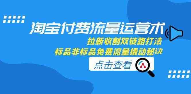 淘宝付费流量运营术，拉新收割双链路打法，标品非标品免费流量撬动秘诀-优优云网创
