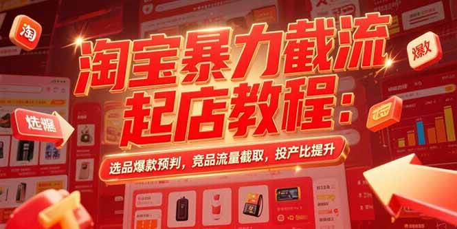 （15468期）淘宝暴力截流起店教程：选品爆款预判，竞品流量截取，投产比提升-优优云网创