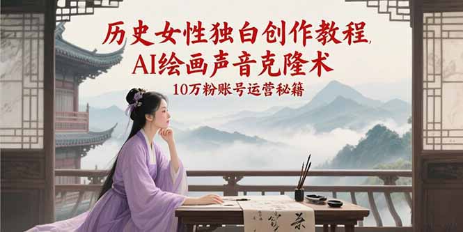 （15186期）历史女性独白创作教程，AI绘画声音克隆术，10万粉账号运营秘籍-优优云网创