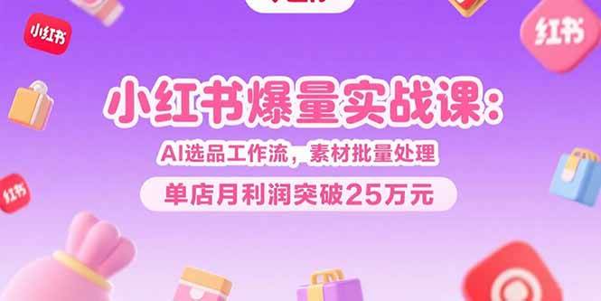 （15462期）小红书爆量实战课：AI选品工作流，素材批量处理，单店月利润突破25万元-优优云网创