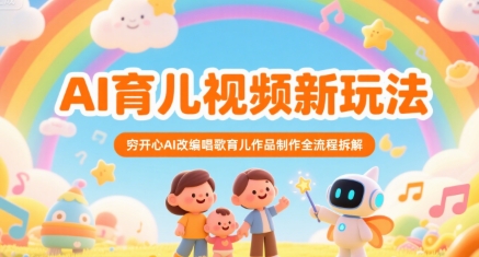 AI育儿视频新玩法，穷开心AI改编唱歌育儿作品制作全流程拆解-优优云网创