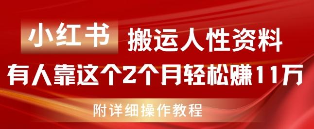 小红书搬运人性资料，有人靠这个2个月轻松赚11w，附教程【揭秘】-优优云网创