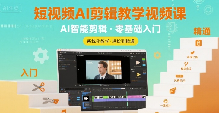 短视频AI剪辑教学视频课，入门到精通-优优云网创