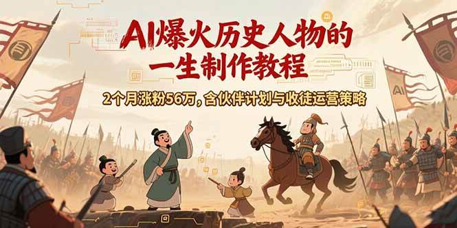 （15336期）AI历史人物赛道课程，2个月涨粉56万，含伙伴计划与收徒运营策略-优优云网创