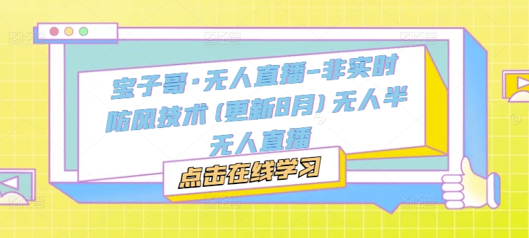 宝子哥·无人直播-非实时防风技术(更新25年7月)无人半无人直播-优优云网创