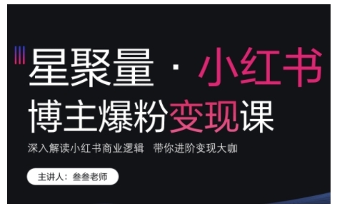 小红书博主爆粉变现课，深入解读小红书商业逻辑，带你进阶变现大咖-优优云网创