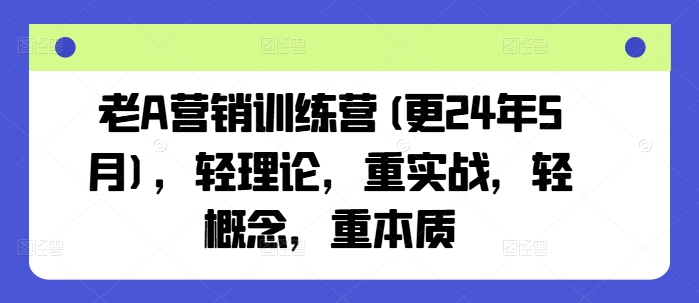 老A营销训练营(更24年8月)，轻理论，重实战，轻概念，重本质-优优云网创