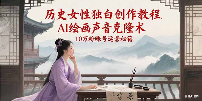 历史女性独白创作教程，AI绘画声音克隆术，10万粉账号运营秘籍-优优云网创