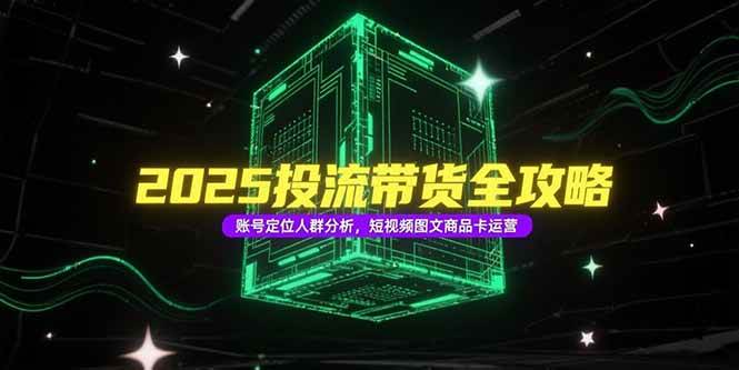 （15233期）2025投流带货全攻略，账号定位人群分析，短视频图文商品卡运营-优优云网创