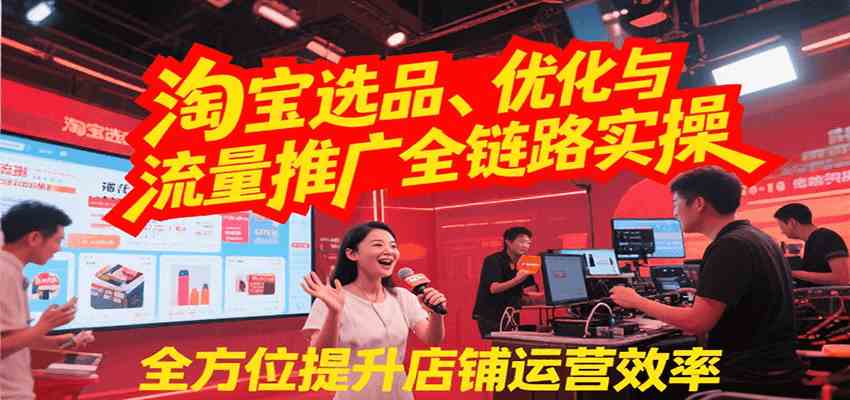 淘宝选品、优化与流量推广全链路实操，全面提升店铺运营效率-优优云网创