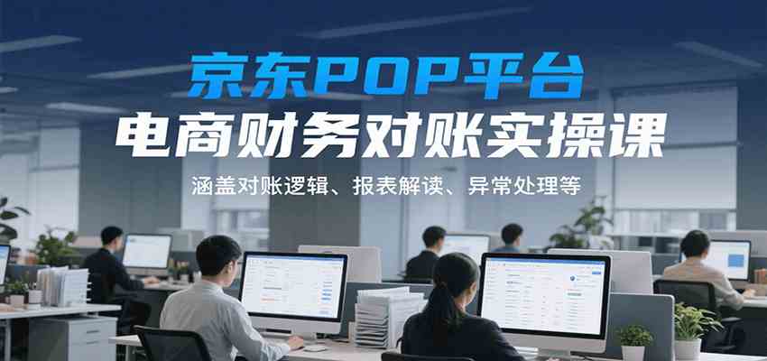 京东POP平台电商财务对账实操课，涵盖对账逻辑、报表解读、异常处理等-优优云网创