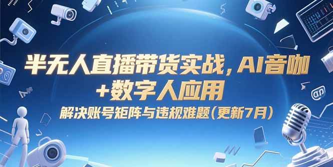 （15280期）半无人直播带货实战，AI音咖+数字人应用 解决账号矩阵与违规难题(更新7月)-优优云网创