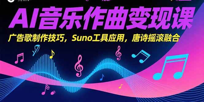 （15370期）AI音乐作曲变现课，广告歌制作技巧，Suno工具应用，唐诗摇滚融合-优优云网创