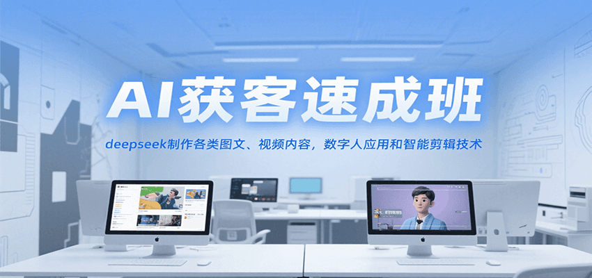 AI获客速成班，deepseek制作各类图文、视频内容，数字人应用和智能剪辑技术-优优云网创