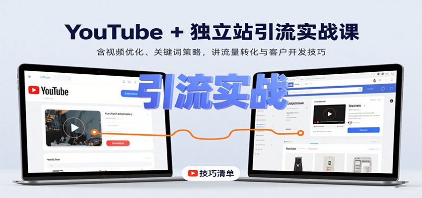 YouTube+独立站引流实战课：含视频优化、关键词策略，讲流量转化与客户开发技巧-优优云网创