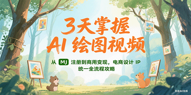 3天掌握AI绘图视频，从MJ 注册到商用变现，电商设计IP统一全流程攻略-优优云网创