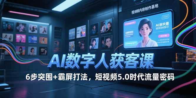 （15247期）AI数字人获客课，6步突围+霸屏打法，短视频5.0时代流量密码-优优云网创