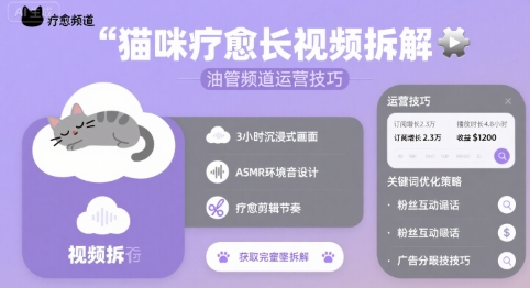 猫咪疗愈长视频拆解 &油管频道运营技巧-优优云网创