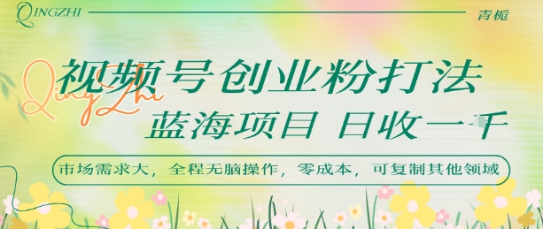 视频号创业粉打法，日入1k，蓝海项目，市场需求大，全程无脑操作，可复制-优优云网创