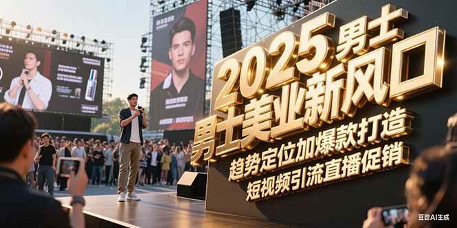 2025男士美业新风口，趋势定位加爆款打造，短视频引流直播促销-优优云网创