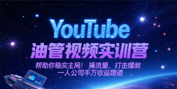 YouTube油管视频实训营，帮助你稳入局、搞流量、打爆款，一人公司千万收益赛道-优优云网创
