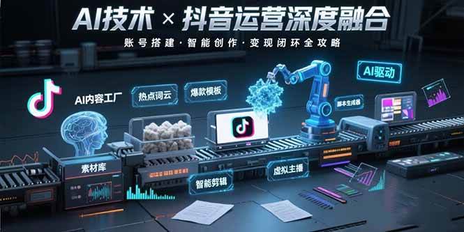 （15630期）AI技术与抖音运营的深度融合应用：涵盖账号搭建、内容创作、收益变现等-优优云网创