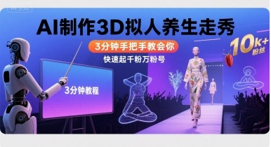 Ai制作3D拟人养生走秀，3分钟手把手教会你，快速起千粉万粉号-优优云网创
