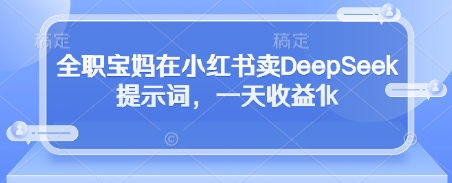 全职宝妈在小红书卖DeepSeek提示词，一天收益1k-优优云网创