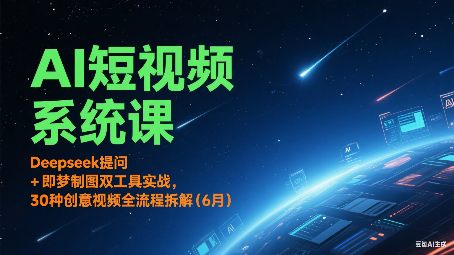 AI短视频系统课：Deepseek提问 + 即梦制图双工具实战，30种创意视频全流程拆解(6月)-优优云网创