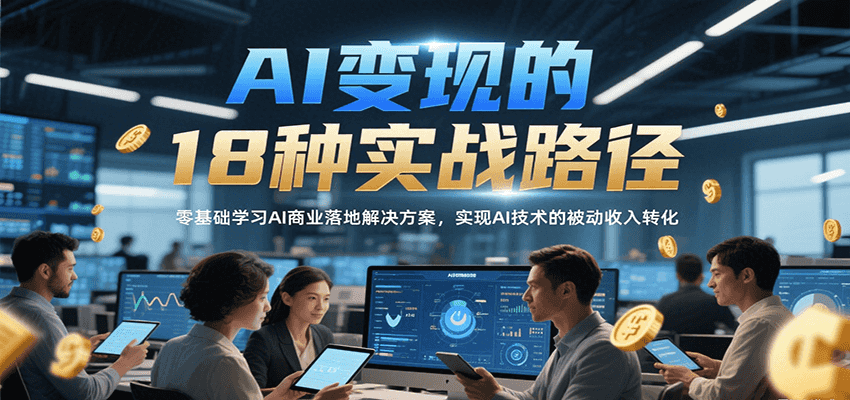 AI变现的18种实战路径，零基础学习AI商业落地解决方案，实现AI技术的被动收入转化-优优云网创