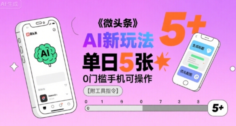 微头条AI新玩法，小白单日5张+，0门槛手机可操作【附工具指令】-优优云网创