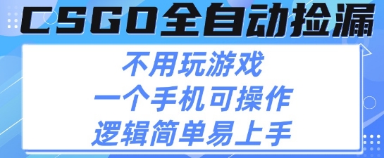CSGO自动捡漏项目，最新独家玩法，不用挂G不用玩游戏，一个手机即可操作，新手小白轻松月入1W+【揭秘】-优优云网创