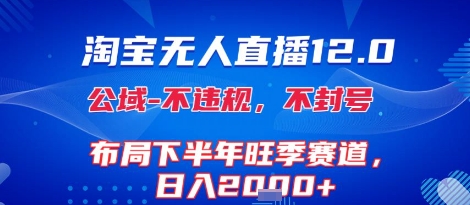 淘宝无人直播12.0，不封号，不违规，布局下半年旺季赛道，日入1k+(独家技术)【揭秘】-优优云网创