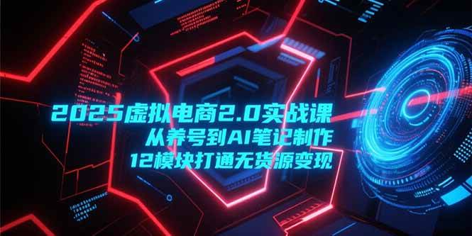 （15206期）2025虚拟电商2.0实战课，从养号到AI笔记制作，12模块打通无货源变现-优优云网创