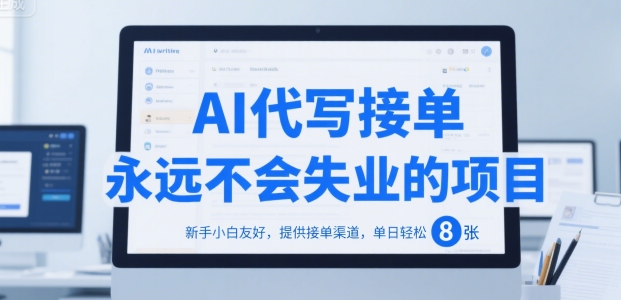 AI代写接单，永远不会失业的项目，新手小白友好，提供接单渠道，单日轻松 8张【揭秘】-优优云网创