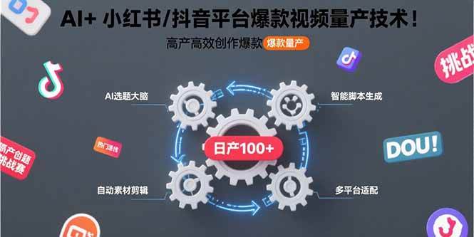 （15624期）AI+小红书/抖音平台爆款视频量产技术：高产高效创作爆款视频！-优优云网创