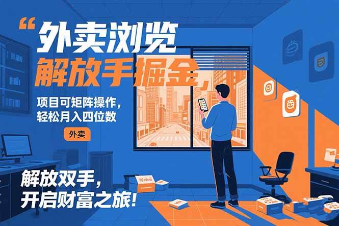 （15440期）外卖浏览掘金项目 可矩阵操作 轻松日入500+-优优云网创