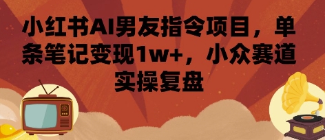 小红书AI男友指令项目，单条笔记变现1w+，小众赛道实操复盘-优优云网创