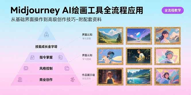 （15628期）Midjourney AI绘画工具全流程应用，从基础界面操作到高级创作-附配套资料-优优云网创