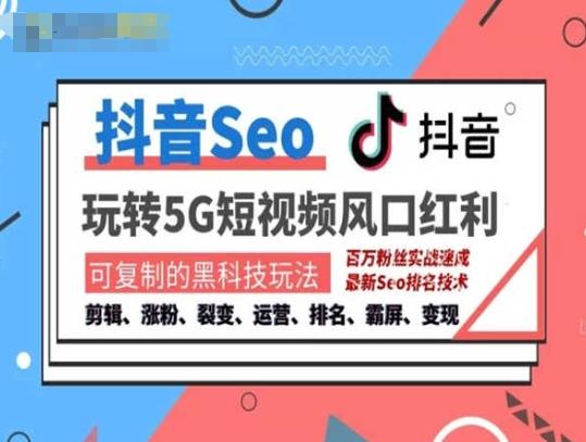 抖音SEO引流培训课程-抓住抖音风口，实现搜索排名，获取精准流量，快速成交变现-优优云网创