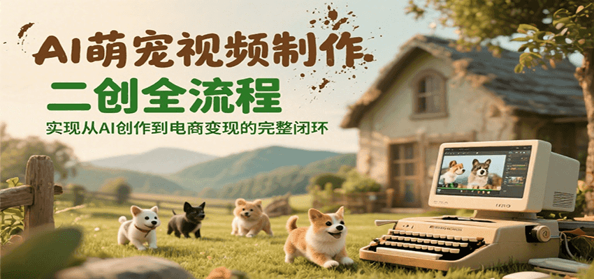 AI萌宠视频制作二创全流程，实现从AI创作到电商变现的完整闭环-优优云网创