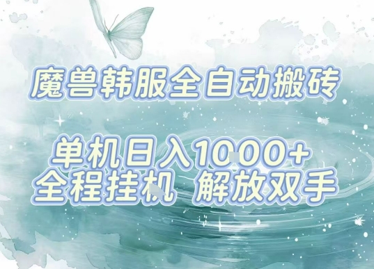 最新韩服游戏搬砖，单机日入1k+，全自动运行挂G项目，解放双手【揭秘】-优优云网创