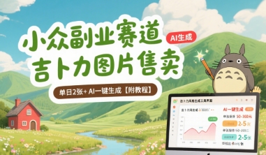 小众副业赛道 吉卜力图片售卖 单日2张+ AI一键生成【附教程】-优优云网创