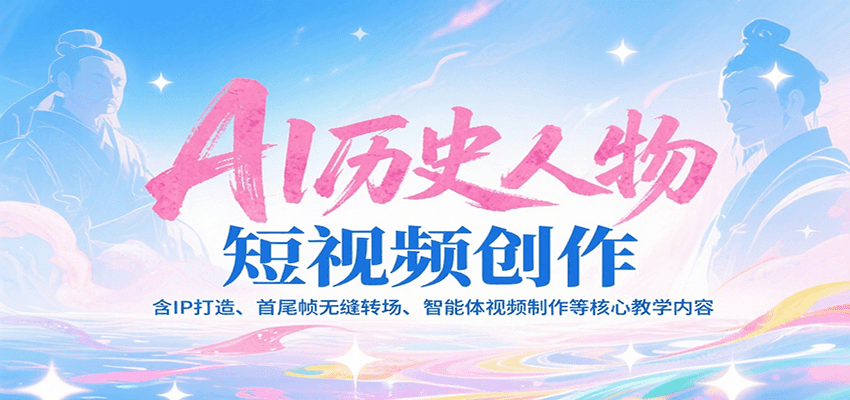 AI历史人物短视频创作，含IP打造、首尾帧无缝转场、智能体视频制作等核心教学内容-优优云网创