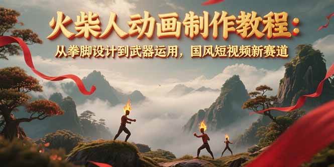 （15171期）火柴人动画制作教程：从拳脚设计到武器运用，国风短视频新赛道-优优云网创