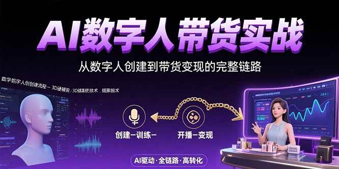 （15548期）AI数字人+带货实战：从数字人创建到带货变现的完整链路-优优云网创