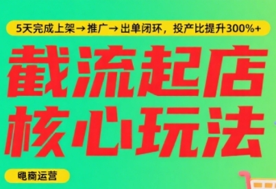 淘宝截流快速起店玩法，掌握暴力快速起店的流程，5天完成上架-推广-出单闭环-优优云网创