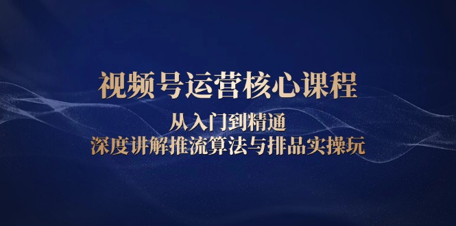 视频号运营核心课程，从入门到精通，深度讲解推流算法与排品实操玩-优优云网创